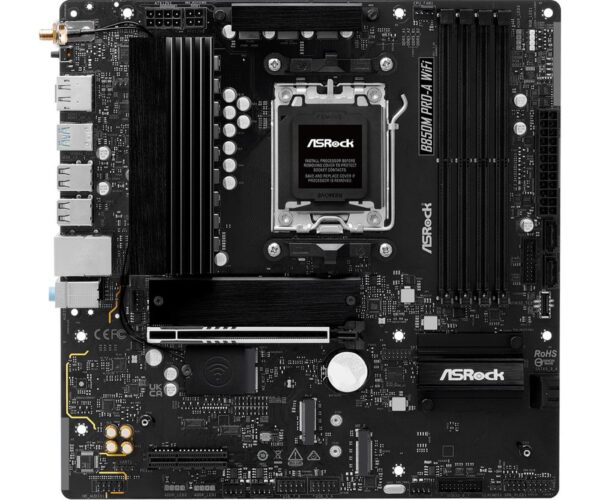 Mainboard|ASROCK|1xPCI-Express 4.0 4x	|1xPCI-Express 5.0 16x|1xM.2|1xHDMI|1xDisplayPort|1xAudio-In|1xAudio-Out|1xMicrophone|4xUSB 2.0|3xUSB 3.2|1xUSB-C|1xRJ45|B850MPRO-AWIFI - Image 2