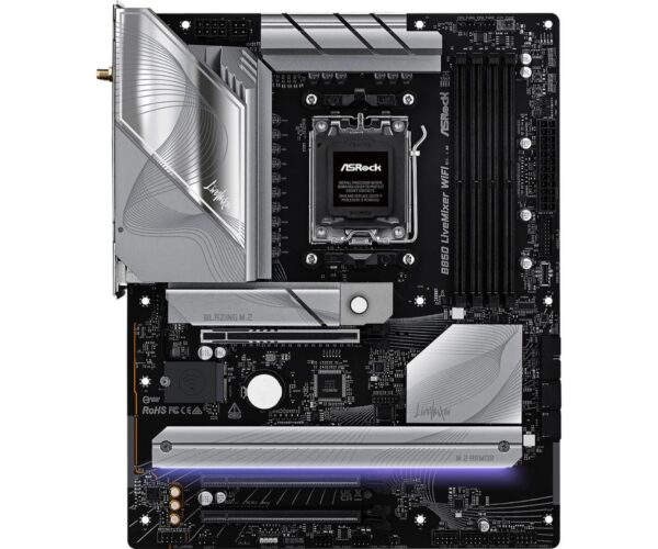 Mainboard|ASROCK|AMD B850|SAM5|ATX|Memory DDR5|Memory slots 4|2xPCI-Express 4.0 16x|1xPCI-Express 5.0 16x|1xM.2|1xHDMI|1xDisplayPort|1xAudio-In|1xAudio-Out|2xUSB 2.0|1xUSB-C|1xOptical S/PDIF|1xRJ45|B850LIVEMIXERWIFI - Image 2