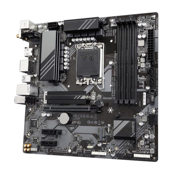 Mainboard|GIGABYTE|Intel B760 Express|LGA1700|Micro-ATX|Memory DDR5|Memory slots 4|2xPCI-Express 3.0 1x|1xPCI-Express 4.0 16x|2xM.2|1xHDMI|2xDisplayPort|2xAudio-In|1xAudio-Out|2xUSB 2.0|3xUSB 3.2|1xUSB-C|1xPS/2|1xRJ45|B760MDS3HAX1.2 - Image 3