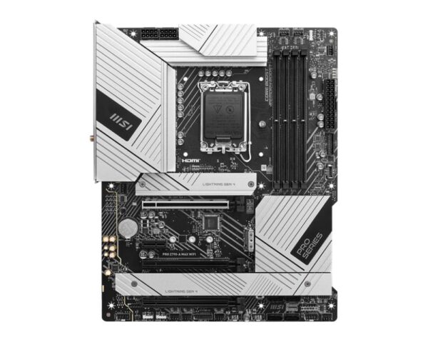 Mainboard|MSI|Intel Z790|LGA1700|ATX|Memory DDR5|Memory slots 4|1xPCI-Express 1x|3xPCI-Express 16x|4xM.2|1xHDMI|1xDisplayPort|1xUSB 2.0|5xUSB 3.2|1xUSB-C|1xOptical S/PDIF|1xRJ45|5xAudio port|PROZ790-AMAXWIFI - Image 2
