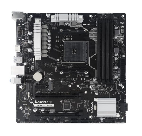 Mainboard|BIOSTAR|AMD B450|SAM4|Micro-ATX|Memory DDR4|Memory slots 4|1xPCI-Express 2.0 1x|1xPCI-Express 2.0 16x|1xPCI-Express 3.0 16x|1xM.2|1xHDMI|2xUSB 2.0|4xUSB 3.2|1xPS/2|1xRJ45|3xAudio port|B450MX-S - Image 2