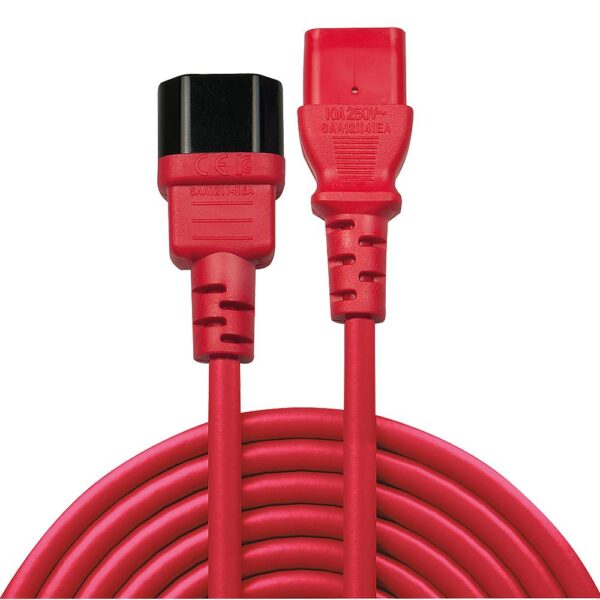 CABLE POWER IEC EXTENSION 0.5M/RED 30476 LINDY - Image 2