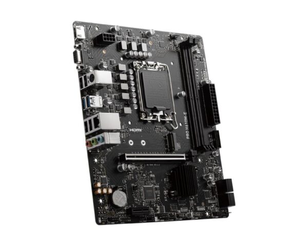 Mainboard|MSI|Intel H610|LGA1700|Micro-ATX|Memory DDR5|Memory slots 2|1xPCI-Express 1x|1xPCI-Express 16x|1xM.2|1x15pin D-sub|1xHDMI|4xUSB 2.0|2xUSB 3.2|1xPS/2|1xRJ45|3xAudio port|PROH610M-E - Image 4
