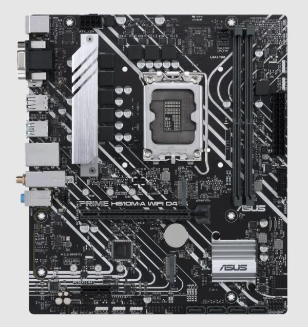 Mainboard|ASUS|Intel H610|LGA1700|Micro-ATX|Memory DDR4|Memory slots 2|1xPCI-Express 3.0 1x|1xPCI-Express 4.0 16x|2xM.2|1x15pin D-sub|1xHDMI|1xDisplayPort|2xAudio-In|1xAudio-Out|4xUSB 2.0|2xUSB 3.2|2xPS/2|1xRJ45|2xRF-Out|H610M-AWIFID4 - Image 2