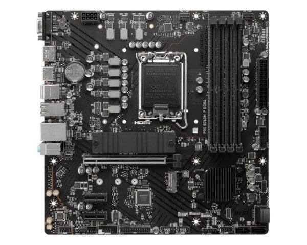 Mainboard|MSI|Intel B760 Express|LGA1700|Micro-ATX|Memory DDR4|Memory slots 4|2xPCI-Express 1x|1xPCI-Express 16x|2xM.2|1x15pin D-sub|1xHDMI|1xDisplayPort|4xUSB 2.0|1xUSB 3.2|1xUSB-C|2xPS/2|1xRJ45|3xAudio port|PROB760M-PDDR4 - Image 2