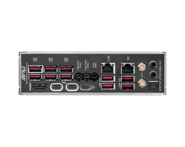 Mainboard|MSI|Intel Z890|LGA1851|ATX|Memory DDR5|Memory slots 4|1xPCI-Express 4.0 4x	|1xPCI-Express 5.0 8x|1xPCI-Express 5.0 16x|5xM.2|1xHDMI|10xUSB 3.2|1xUSB-C|2xUSB-C w/Thunderbolt|1xOptical S/PDIF|2xRJ45|2xAudio port|MPGZ890CARBONWIFI - Image 5