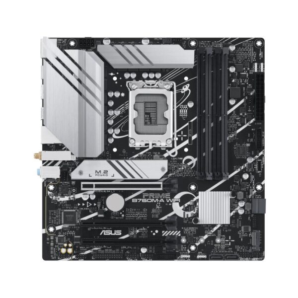 Mainboard|ASUS|Intel B760 Express|LGA1700|Micro-ATX|Memory DDR5|Memory slots 4|3xPCI-Express 4.0 16x|2xM.2|2xHDMI|1xDisplayPort|4xUSB 2.0|2xUSB 3.2|1xPS/2|1xRJ45|3xAudio port|PRIMEB760M-AWIFI - Image 2