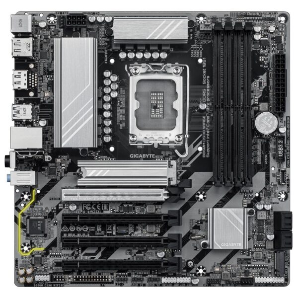 Mainboard|GIGABYTE|Intel B860 Express|LGA1851|Micro-ATX|Memory DDR5|Memory slots 4|4xPCI-Express 4.0 16x|1xPCI-Express 5.0 16x|2xM.2|1xHDMI|2xDisplayPort|1xAudio-In|1xAudio-Out|1xMicrophone|3xUSB 2.0|1xUSB-C|1xPS/2|1xRJ45|B860MDS3HWIFI6E1.0 - Image 2
