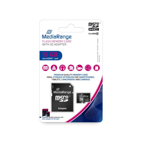 MEMORY MICRO SDHC 16GB C10/W/ADAPTER MR958 MEDIARANGE - Image 3