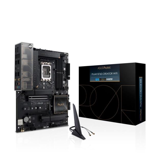 Mainboard|ASUS|Intel B760 Express|LGA1700|ATX|Memory DDR5|Memory slots 4|1xPCI-Express 3.0 1x|1xPCI-Express 4.0 16x|1xPCI-Express 5.0 16x|3xM.2|1xHDMI|1xDisplayPort|4xUSB 2.0|5xUSB 3.2|1xUSB-C|1xOptical S/PDIF|2xRJ45|5xAudio port|PROARTB760-CREATORWIFI
