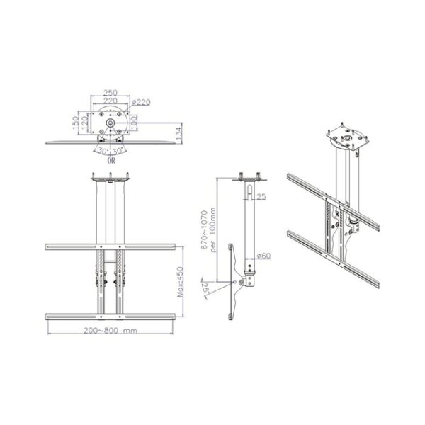 TV SET ACC CEILING MOUNT/37-75" PLASMA-C100 NEOMOUNTS - Image 7
