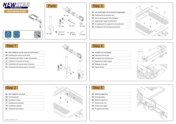 NB ACC DESK MOUNT 10-22"/NOTEBOOK-D100 NEOMOUNTS - Image 5