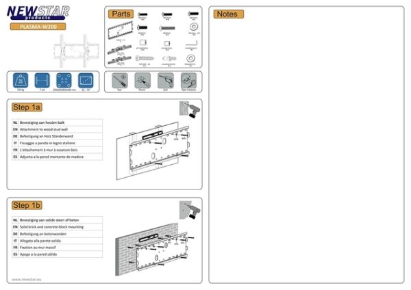 TV SET ACC WALL MOUNT SILVER/32-70" PLASMA-W200 NEOMOUNTS - Image 7