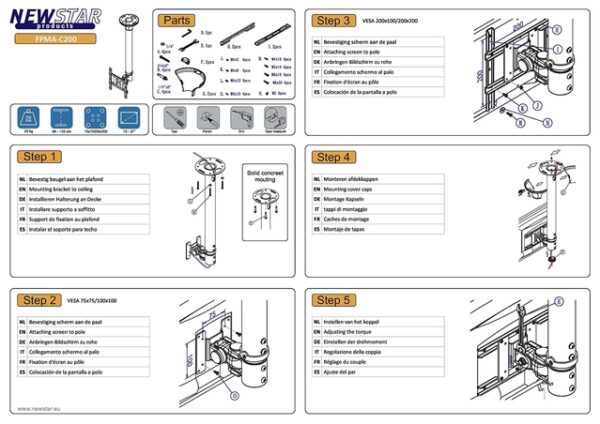 TV SET ACC CEILING MOUNT SILV./10-40" FPMA-C200 NEOMOUNTS - Image 7