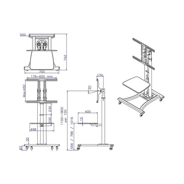 TV SET ACC FLOOR STAND SILVER/27-60" PLASMA-M1800E NEOMOUNTS - Image 6