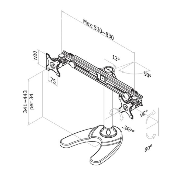 TV SET ACC DESK MOUNT BLACK/19-27" FPMA-D700DD NEOMOUNTS - Image 3