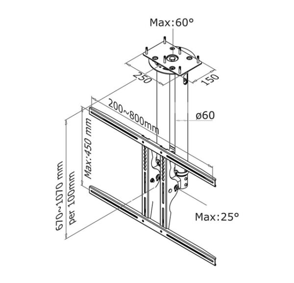 TV SET ACC CEILING MOUNT/37-75" PLASMA-C100 NEOMOUNTS - Image 3