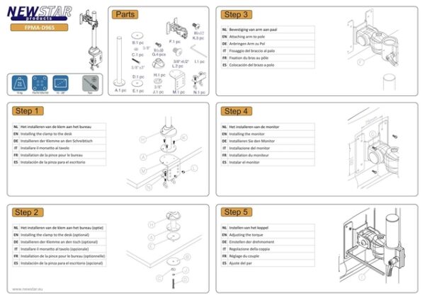 TV SET ACC DESK MOUNT BLACK/10-26" FPMA-D965 NEOMOUNTS - Image 9