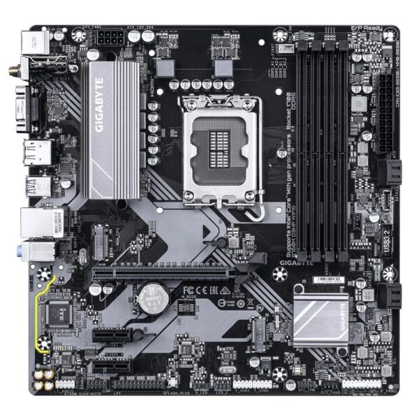 Mainboard|GIGABYTE|Intel B760 Express|LGA1700|Micro-ATX|Memory DDR5|Memory slots 4|2xPCI-Express 3.0 1x|1xPCI-Express 4.0 16x|2xM.2|1x15pin D-sub|1xHDMI|1xDisplayPort|2xUSB 2.0|3xUSB 3.2|1xUSB-C|1xPS/2|1xRJ45|3xAudio port|B760MD3HPWIFI61.0 - Image 2