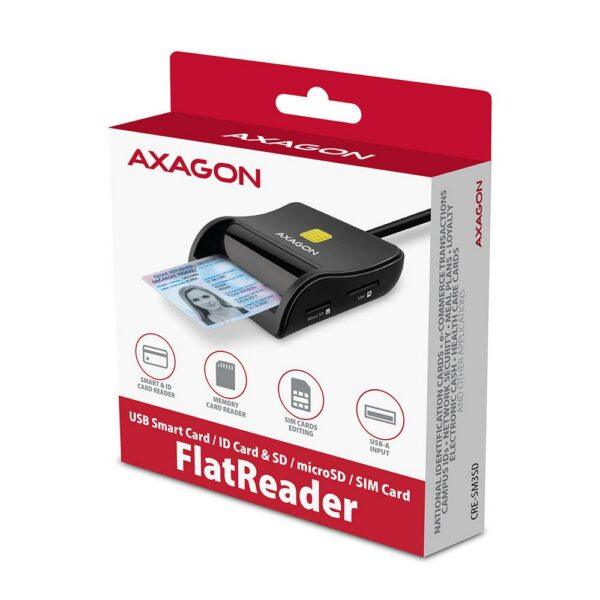 CARD READER FLAT SMARTCARD 4SL/USB2.0 1.3M CRE-SM3SD AXAGON - Image 2