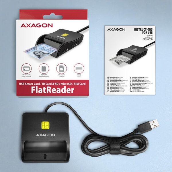 CARD READER FLAT SMARTCARD 4SL/USB2.0 1.3M CRE-SM3SD AXAGON - Image 3