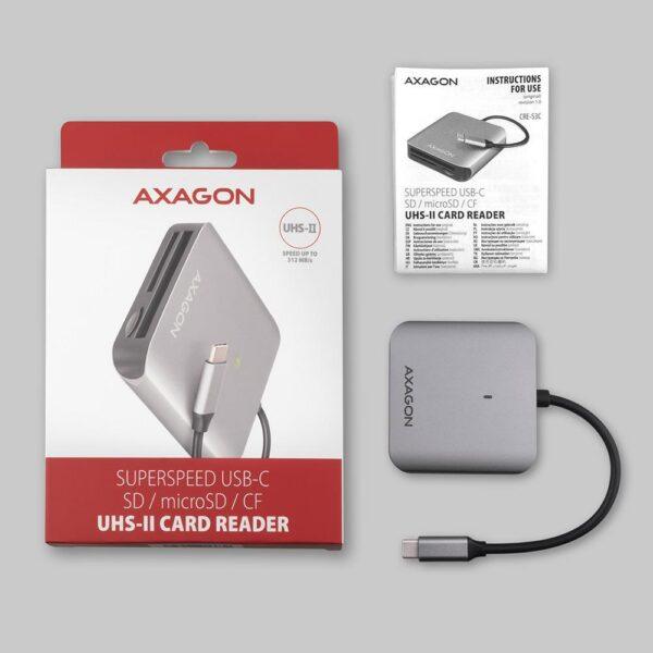 CARD READER USB-C 3-SLOT/SD/MICROSD/CF CRE-S3C AXAGON - Image 3