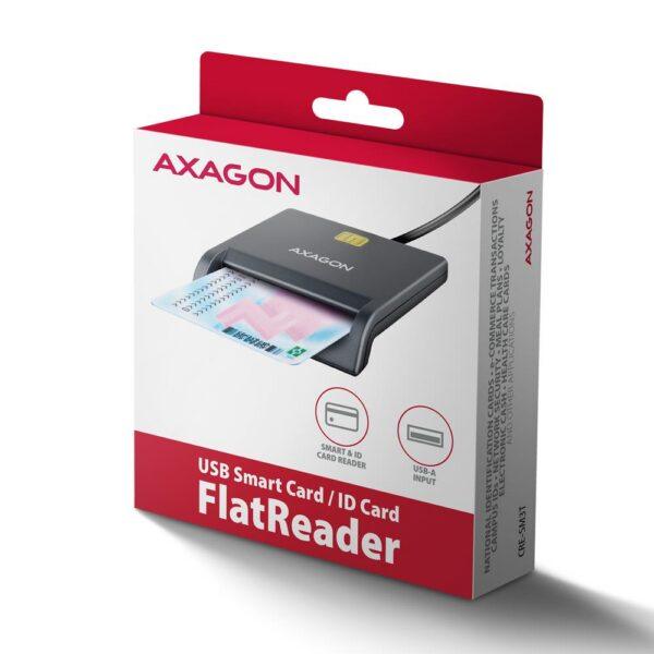 CARD READER FLAT SMARTCARD/ID/USB2.0 1.3M CRE-SM3T AXAGON - Image 2