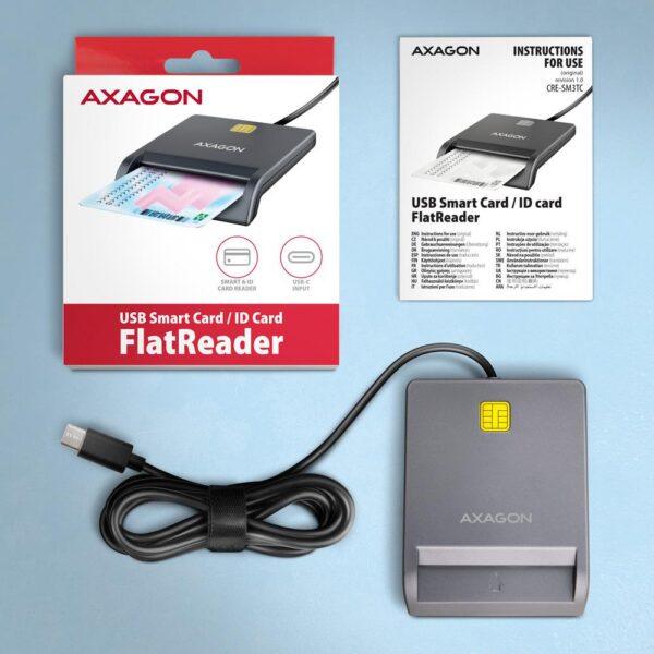 CARD READER FLAT SMARTCARD/ID/USB-C 1.3M CRE-SM3TC AXAGON - Image 3