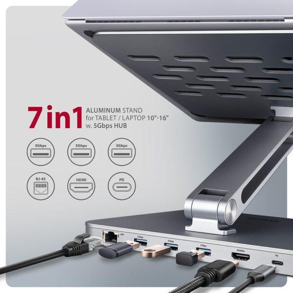 NB ACC STAND 10-16" + I/O HUB/7IN1 HMC-STND AXAGON - Image 2