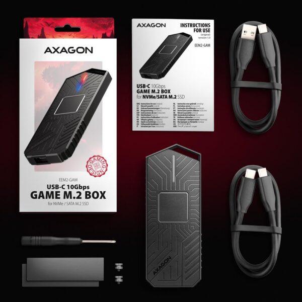 SSD ACC ENCLOSURE M.2 NVME/SATA USB-C EEM2-GAM AXAGON - Image 4