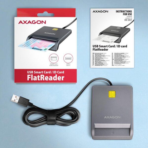 CARD READER FLAT SMARTCARD/ID/USB2.0 1.3M CRE-SM3T AXAGON - Image 3
