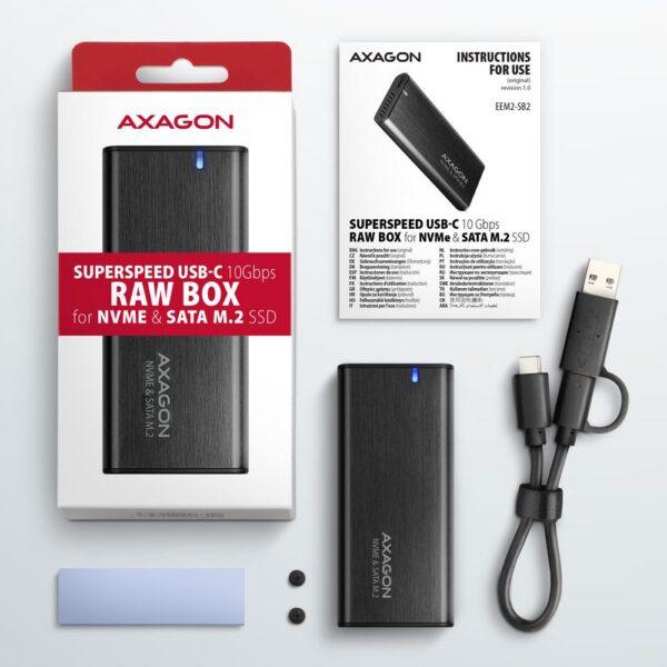 SSD ACC ENCLOSURE M.2 NVME/SATA USB-C EEM2-SB2 AXAGON - Image 4