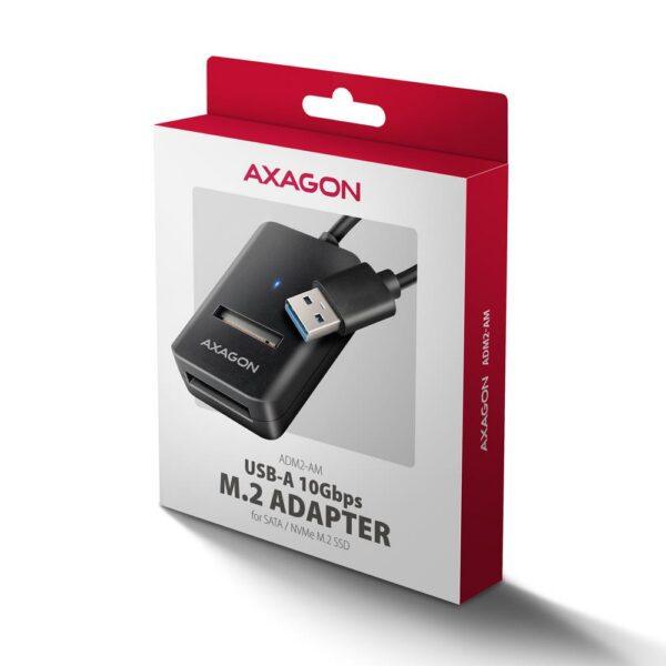 SSD ACC ADAPTER USB3.2/M.2/10GBPS 0.1M ADM2-AM AXAGON - Image 2