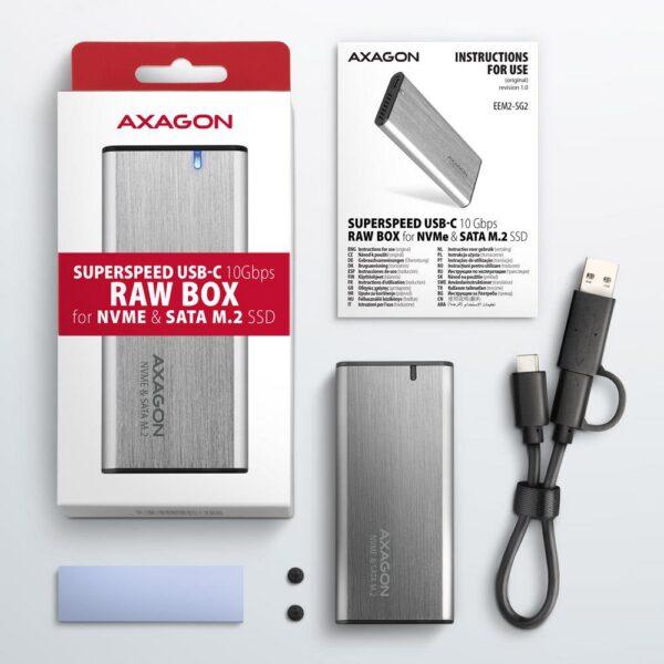 SSD ACC ENCLOSURE M.2 NVME/SATA USB-C EEM2-SG2 AXAGON - Image 4