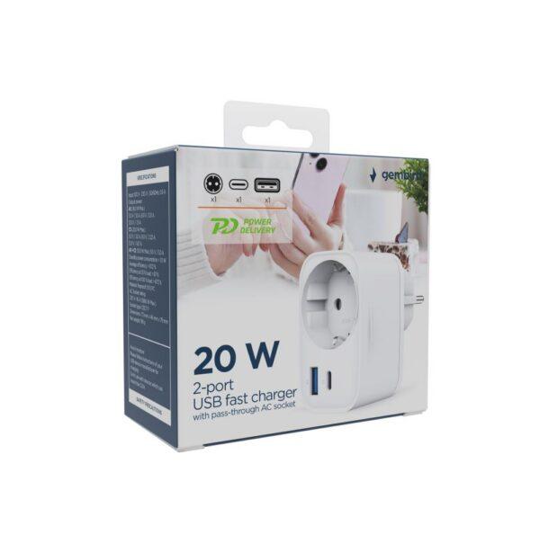 CHARGER USB UNIVERSAL 20W WHT/2P AC TA-ACPDQC20-01-W GEMBIRD - Image 4