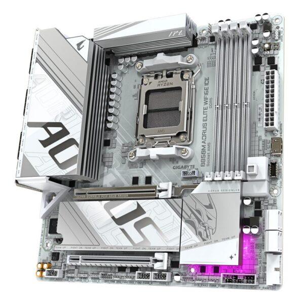 Mainboard|GIGABYTE|SAM5|Micro-ATX|Memory DDR5|Memory slots 4|1xPCI-Express 3.0 16x|1xPCI-Express 5.0 16x|2xM.2|1xHDMI|1xDisplayPort|4xUSB 2.0|7xUSB 3.2|2xUSB-C|1xOptical S/PDIF|1xRJ45|2xAudio port|B850MAELTWF6EICE - Image 4
