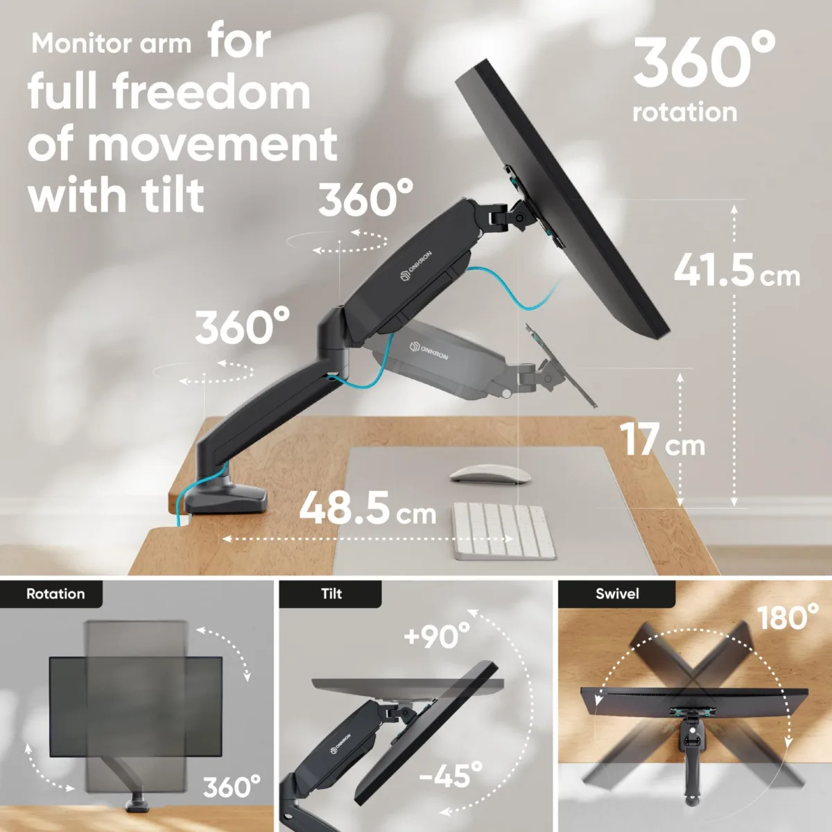 Onkron monitor Acc Desk Mount 13-32″ Black G80