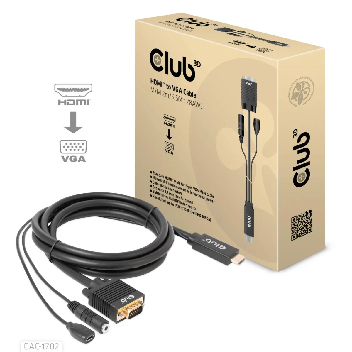 Club3d kaabel HDMI to Vga M CAC-1712