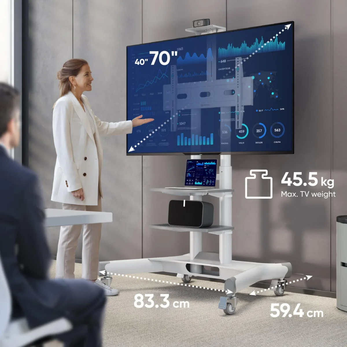 Onkron TV komplekt Acc Mobile Stand 40-70″ White TS1552