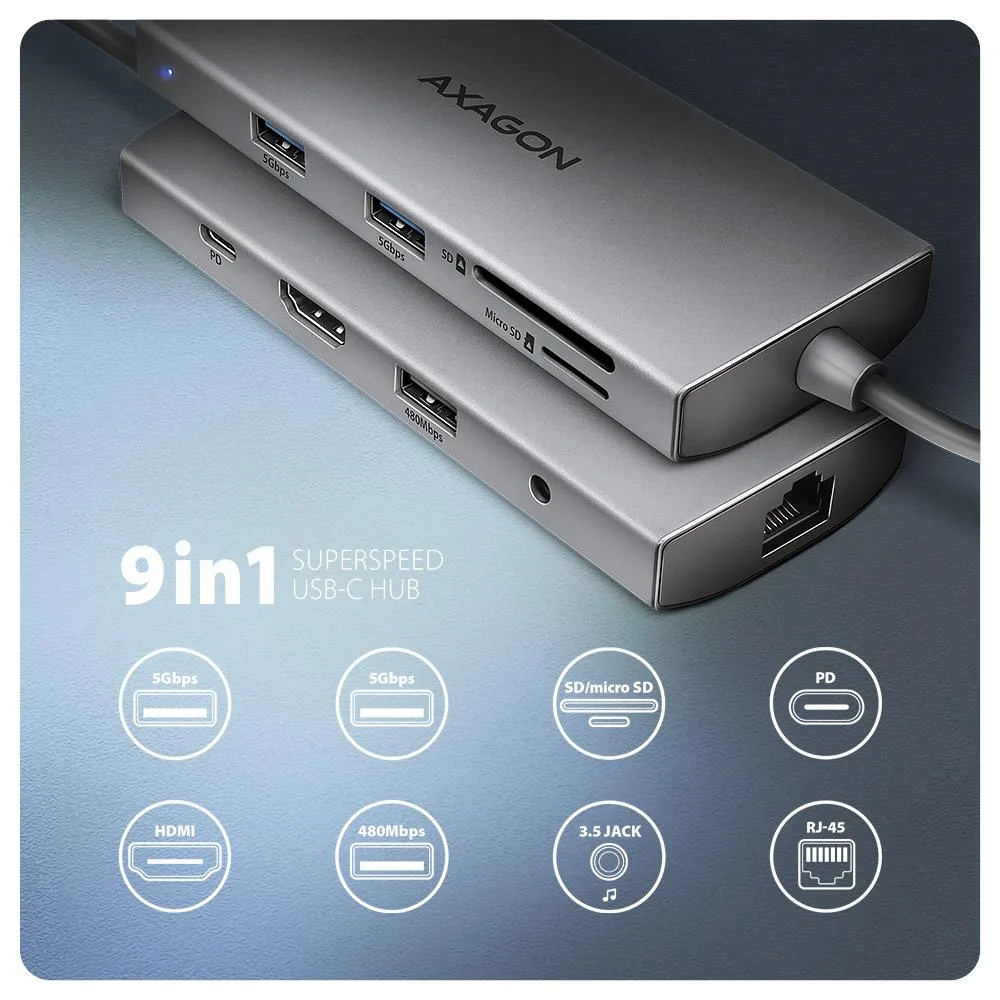 Axagon I O Hub USB-C HMC-8HLSA