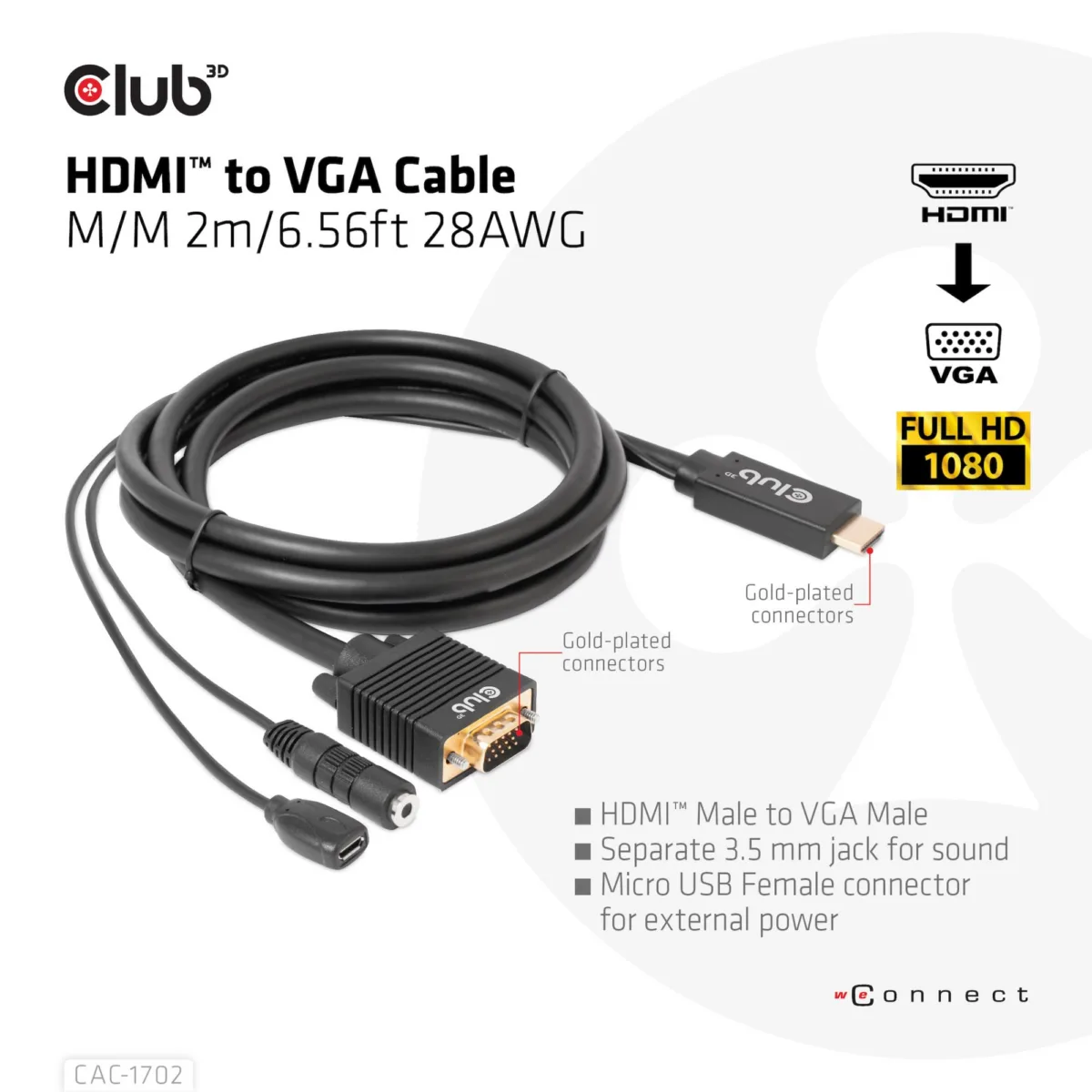 Club3d kaabel HDMI to Vga M CAC-1712