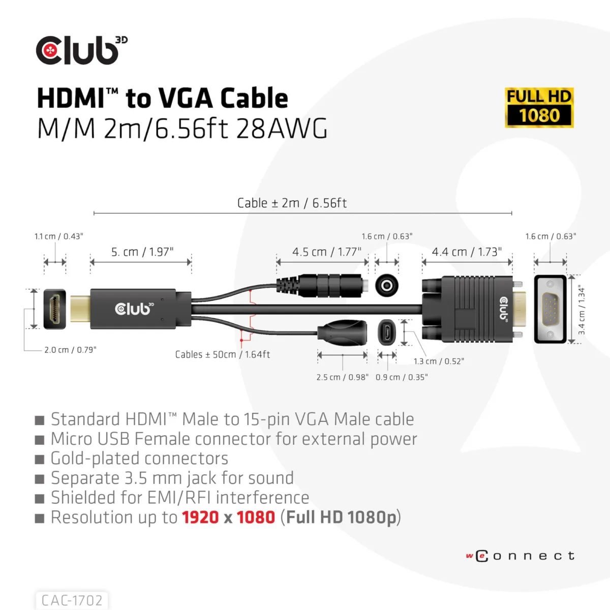 Club3d kaabel HDMI to Vga M CAC-1712