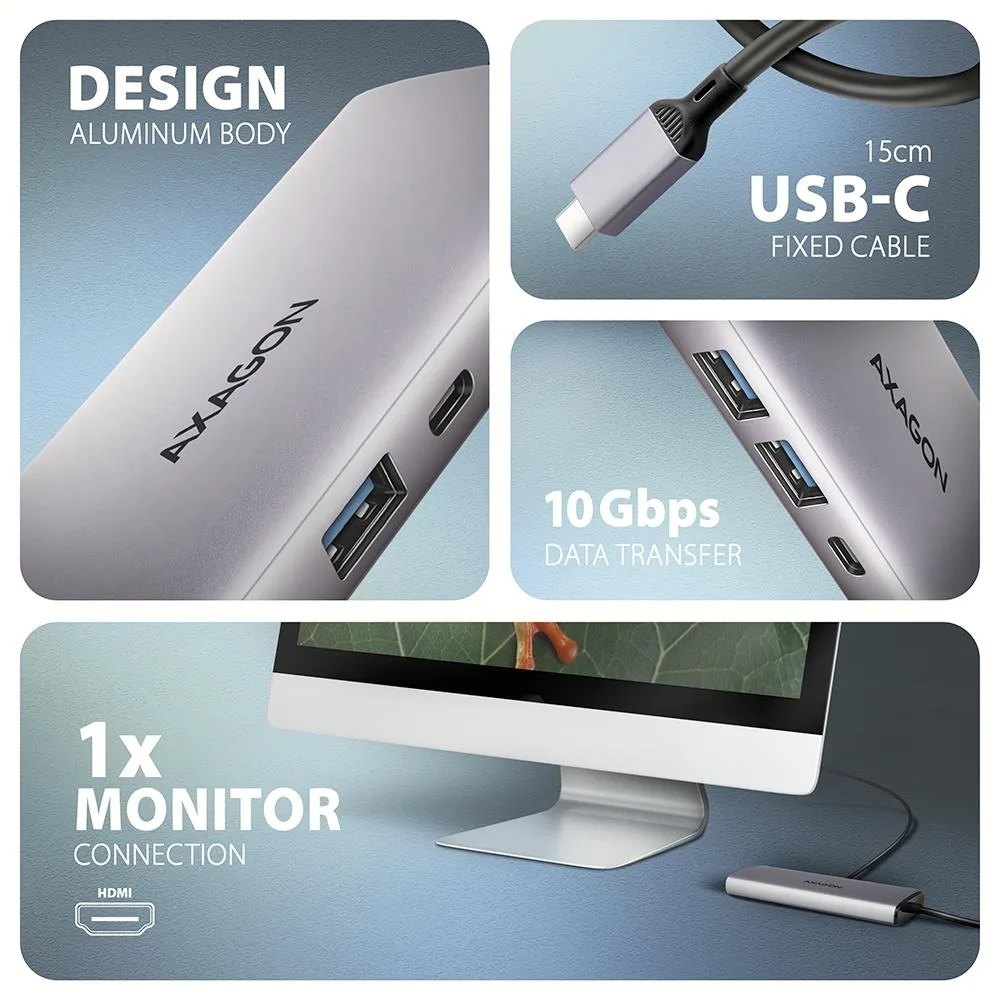 Axagon I O Hub USB-C HMC-6G2L