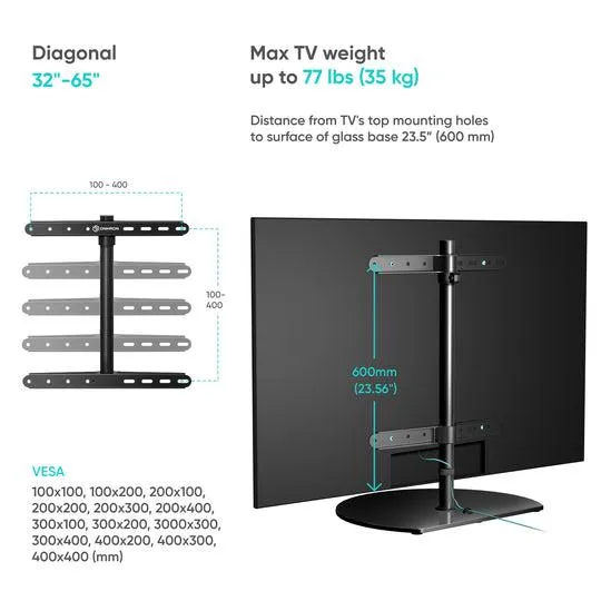Onkron TV komplekt Acc Desktop Stand 32-65″ Black PT2