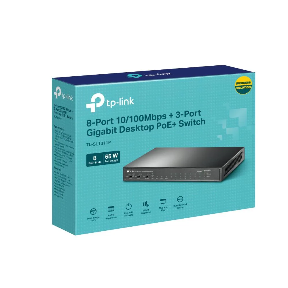 TP-Link Desktop/pedestal PoE+ ports 8 65 Watts