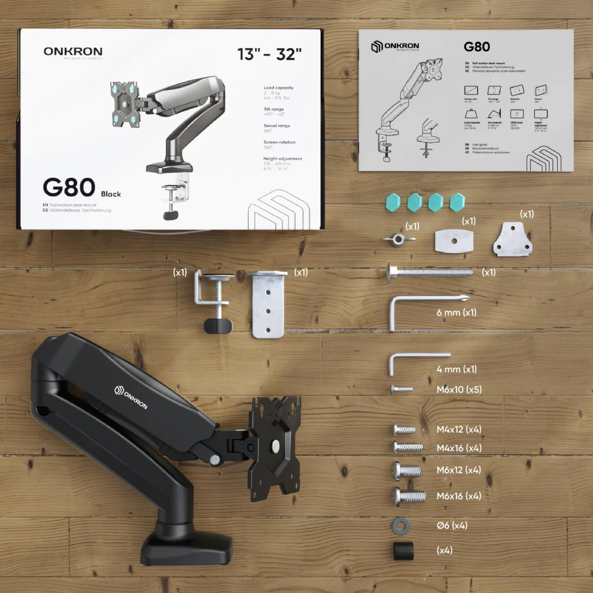 Onkron monitor Acc Desk Mount 13-32″ Black G80
