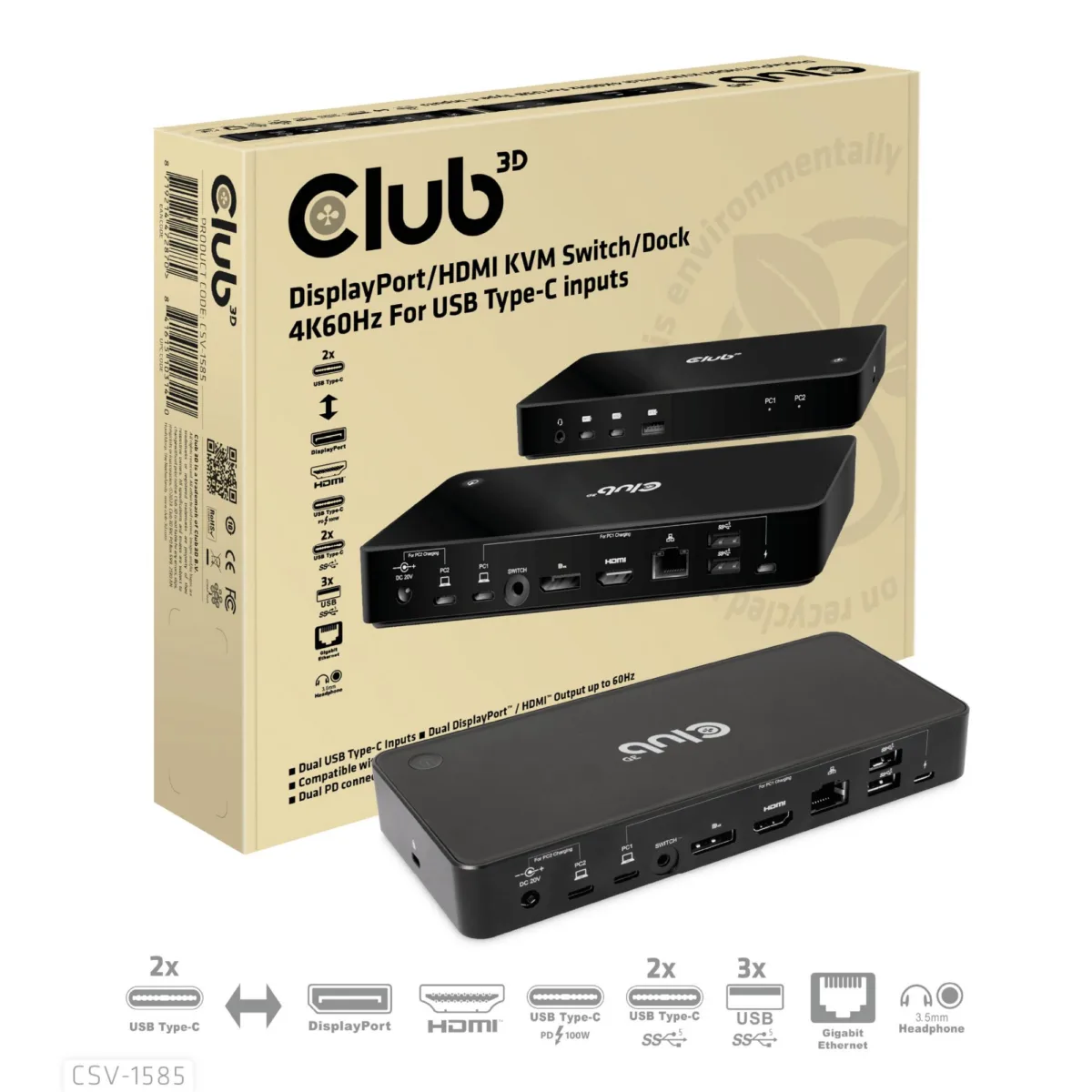 Club3d KVM-lüliti CSV-1585