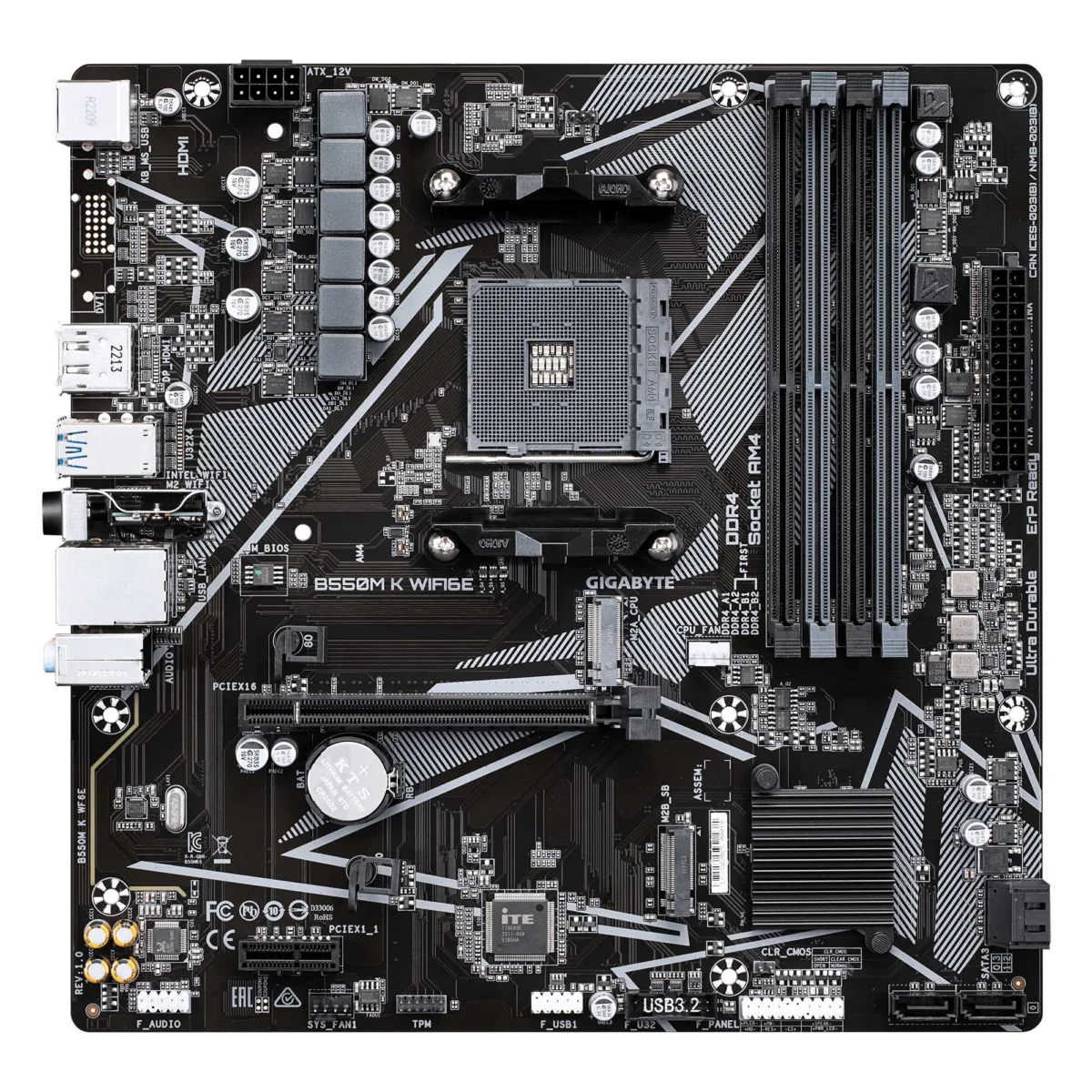 GIGABYTE AMD B550 Socket AM4 micro ATX B550M K WF6E — emaplaat